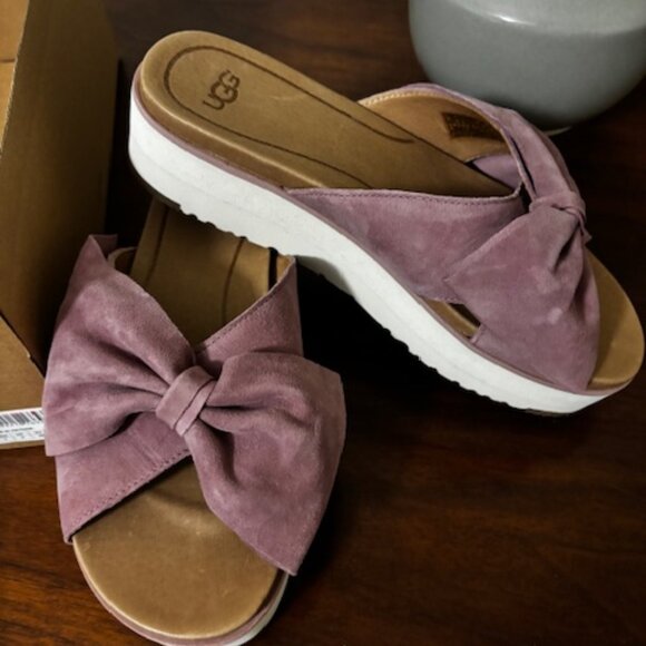 Ugg Australia Joan II Platform Slide Sandals Bow - Picture 2 of 5